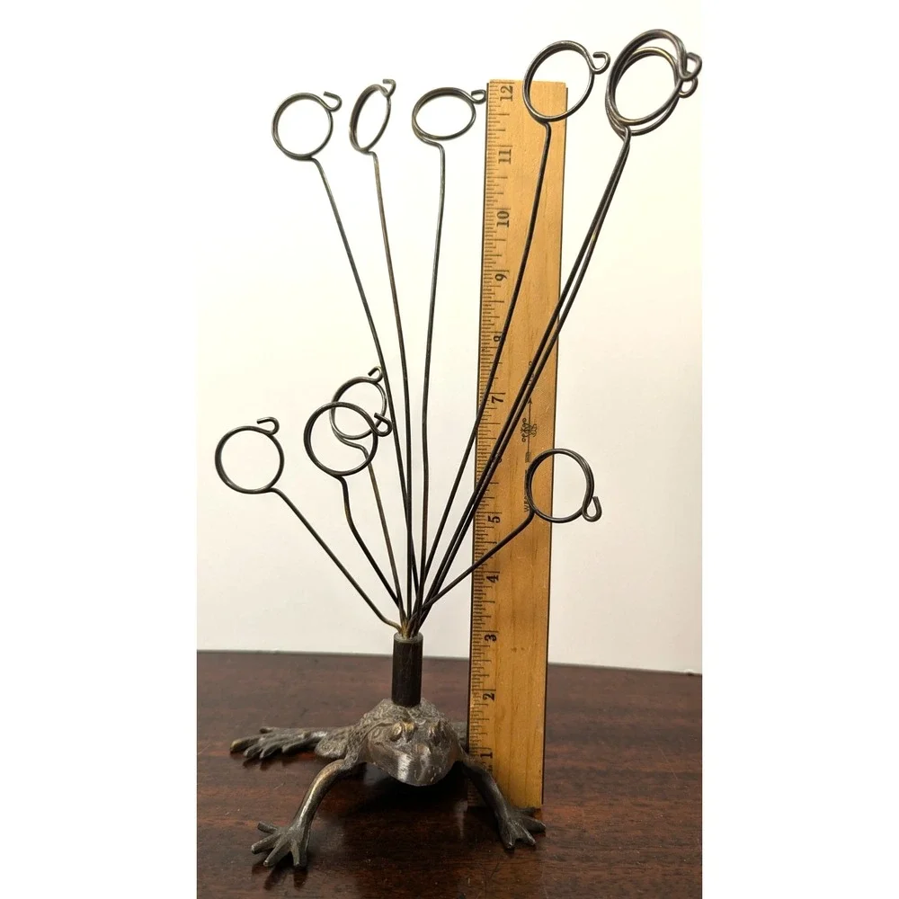 Vintage Cast Iron Frog Photo Holder 12